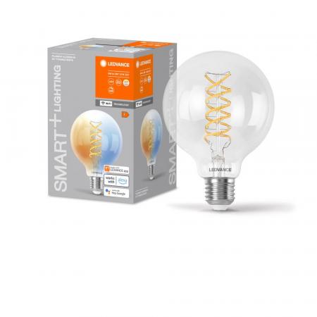 LEDVANCE E27 SMART+ WiFi LED Filament Globe G95 Lampe klar dimmbar 8W wie 60W 2700-6500K Tunable White